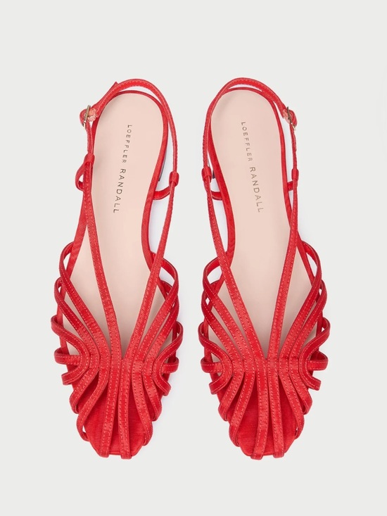 Loeffler Randall Shoes - Loeffler Randall Red Multi-Strap Slingback Flats
